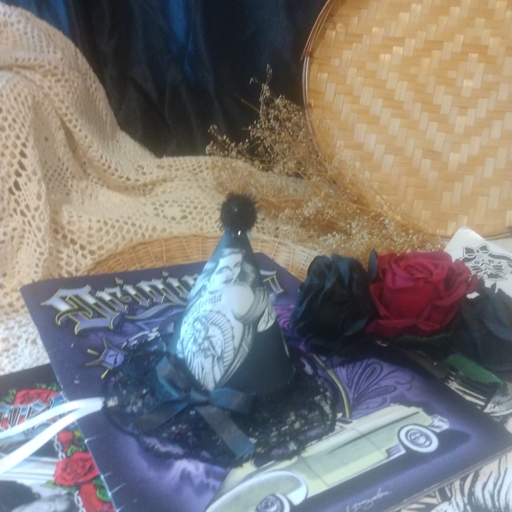 Black Party Hat with Gothic Design
